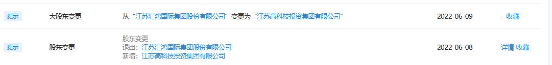 江苏省环保集团股东调整 汇鸿集团退出 江苏高科技投资集团成为第一大股东(图1)