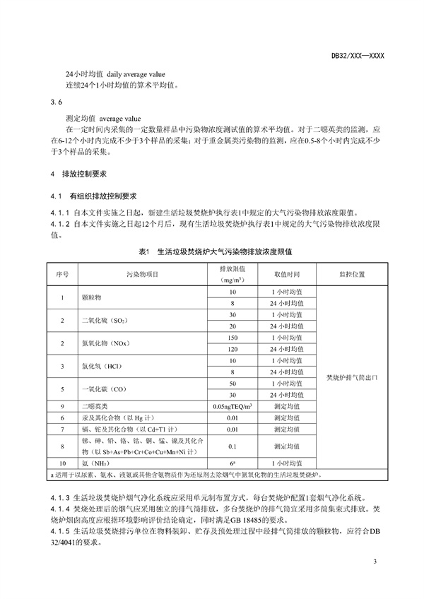 江苏省《生活垃圾焚烧大气污染物排放标准（征求意见稿）》发布！(图3)